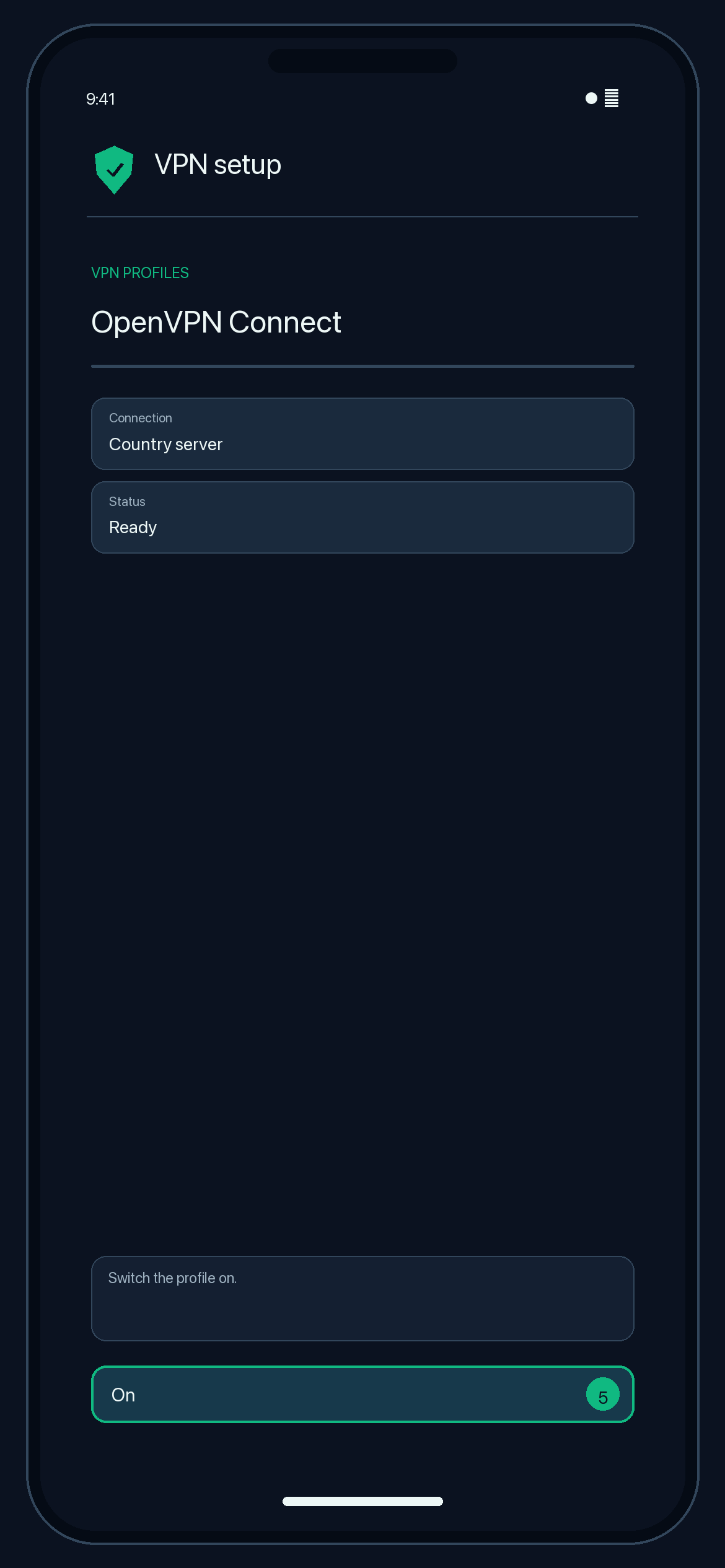 Illustration of step 5: Switch the profile on.