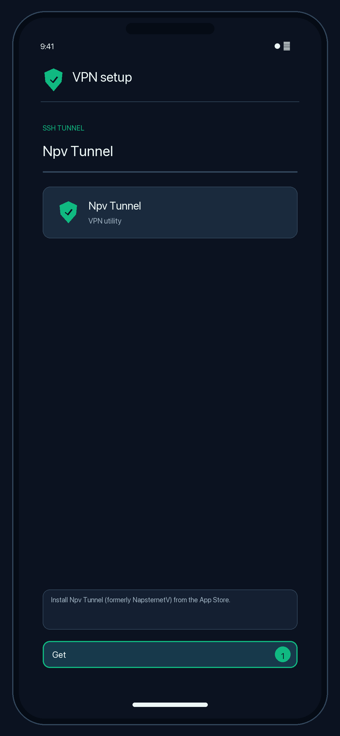 Illustration of step 1: Install Npv Tunnel (formerly NapsternetV) from the App Store (link above).