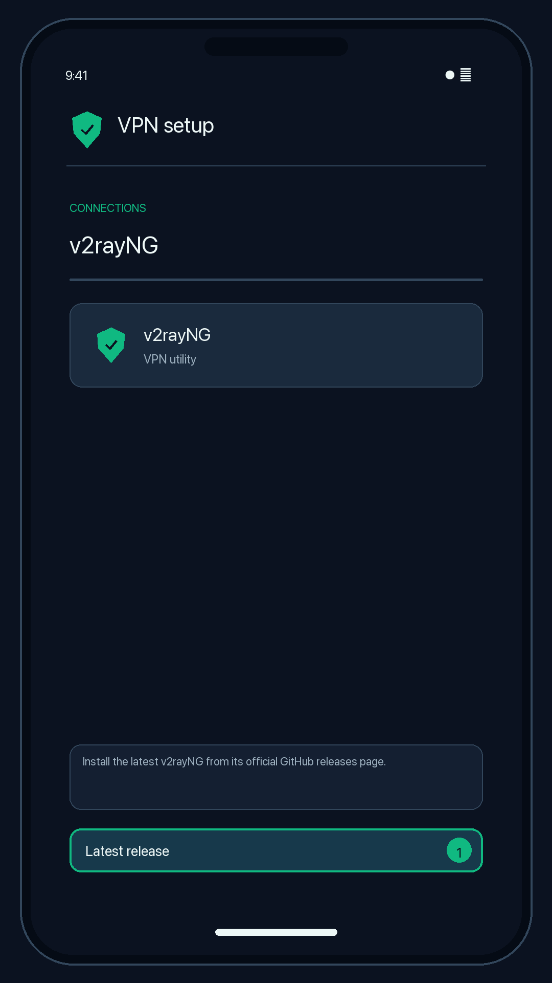 Illustration of step 1: Install the latest v2rayNG from its official GitHub releases page (link above).