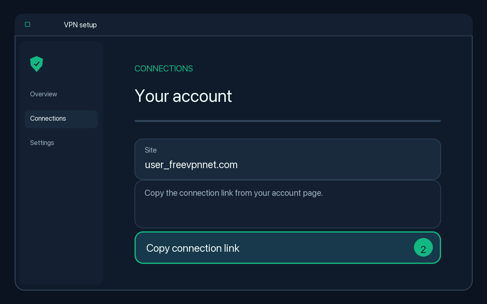 Illustration of step 2: Copy the connection link from your configuration page.