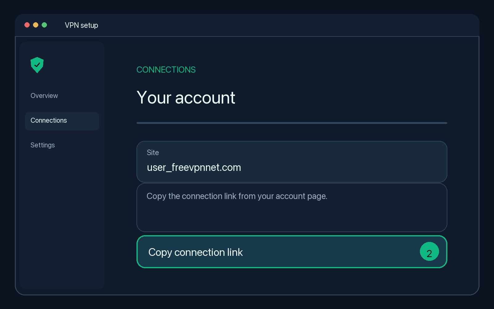 Illustration of step 2: Copy the connection link from your configuration page.