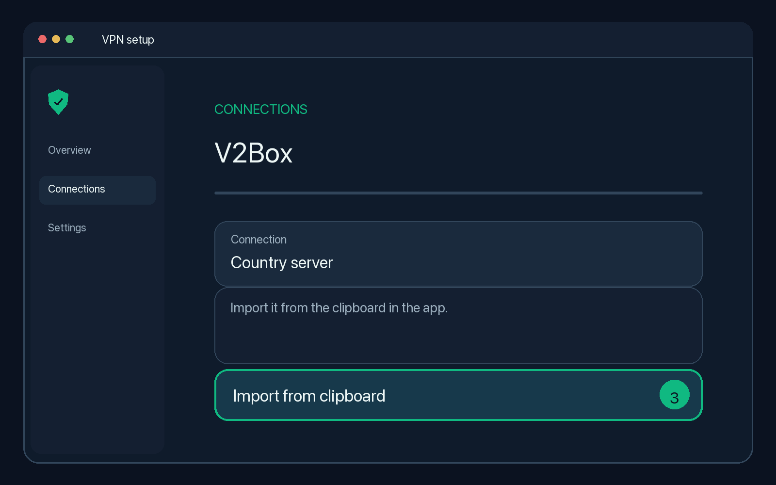 Illustration of step 3: Import it from the clipboard in the app.