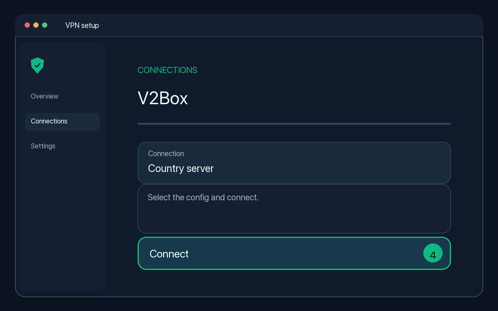Illustration of step 4: Select the config and connect.