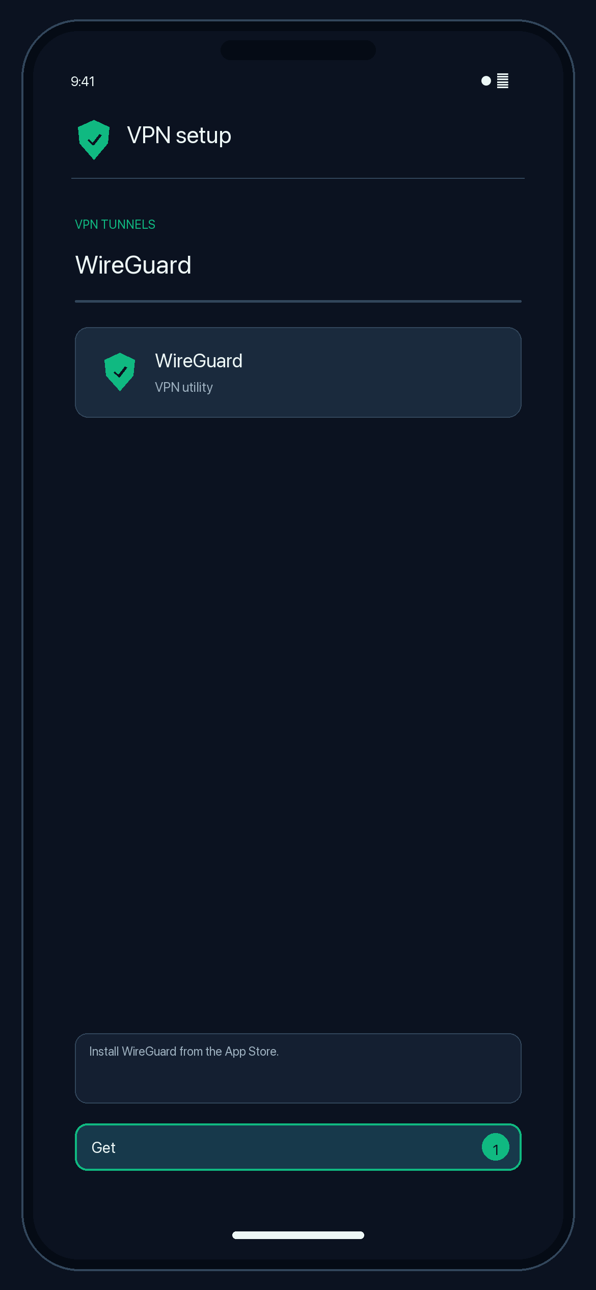 Illustration of step 1: Install WireGuard from the App Store (link above).